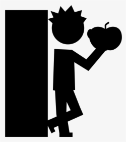 Student Eating An Apple At Class Door - Student Eating Silhouette, HD Png Download, Transparent PNG