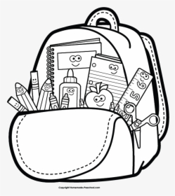 Transparent Backpack Clipart Png - School Supplies Clipart Black And White, Png Download, Transparent PNG