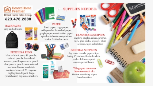 Desert Home Premier S Back To School Supply Drive - Stationery And Books Hd, HD Png Download, Transparent PNG