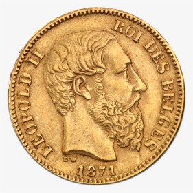 20 Belgian Franc Leopold Ii Gold Coin - 1910 British Sovereign Gold Coin, HD Png Download, Transparent PNG