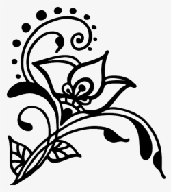 Silhouette Flower, Henna, Vines, Swirl, Artwork, Silhouette - Transparent Background Black And White Flower Clipart, HD Png Download, Transparent PNG