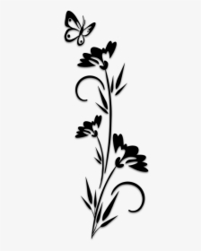 Butterflies And Flowers Stencil, HD Png Download, Transparent PNG