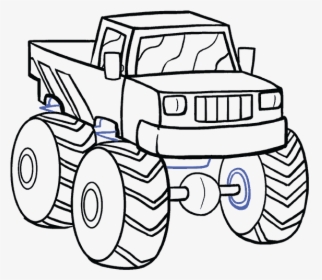 How To Draw Monster Truck - Easy Monster Truck Drawing, HD Png Download, Transparent PNG
