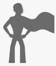 Superhero, Stance, Cape, Gray, Silhouette, Comic, Wind - Superhero Silhouette Clip Art, HD Png Download, Transparent PNG