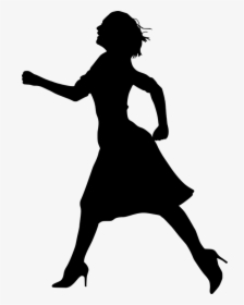 Silhouette, Woman, Running, Dress, Businesswoman, Fear - Woman Running Silhouette, HD Png Download, Transparent PNG