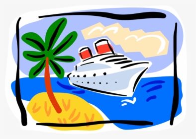 Vector Illustration Of Cruise Ship Or Cruise Liner - Cruise Vacation Clip Art, HD Png Download, Transparent PNG
