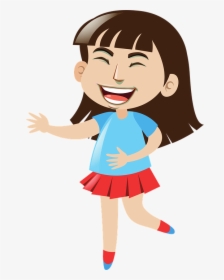 Laughing, Girl, Cartoon, Happy, Smiling, Smile, Female - Cartoon Girl Blue Shirt, HD Png Download, Transparent PNG