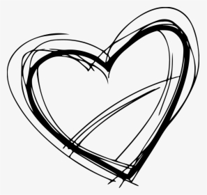 Drawing Medium Heart - Black Heart Sketch Png, Transparent Png, Transparent PNG