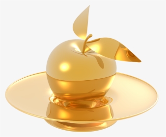 Gold Made Apple And Plate Png Image - แอ ป เปิ้ ล ทอง, Transparent Png, Transparent PNG