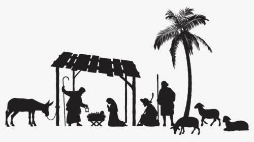 Nativity Man Wise Scene Christmas Free Download Png - Nativity Scene Silhouette Png, Transparent Png, Transparent PNG