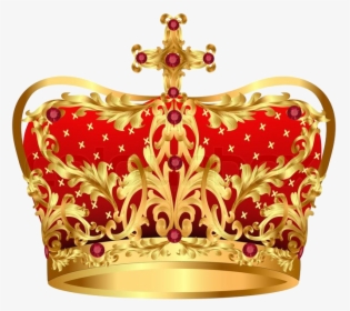 Royal Gold Crown With Red Precious Stones Png Clipart - Red And Gold Crown, Transparent Png, Transparent PNG