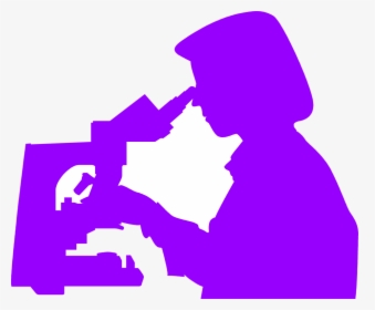 Microscope Clipart Lab Tech - Scientist Looking Through Microscope Silhouette, HD Png Download, Transparent PNG