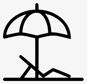 Beach Umbrella Trip Island Chair - Clip Art Beach Umbrella Black And White, HD Png Download, Transparent PNG