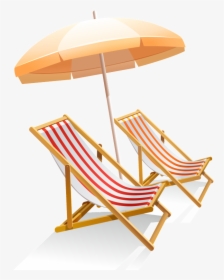 Transparent Beach Chair Clipart Black And White - Beach Chair And Umbrella Png, Png Download, Transparent PNG