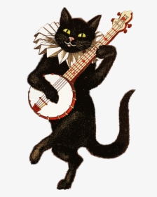 Vintage Cat Playing Banjo - Cat Playing Banjo, HD Png Download, Transparent PNG