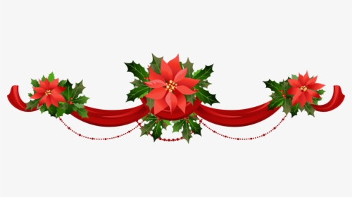 Transparent Christmas Garland With Poinsettias Png - Poinsettia Clipart Transparent, Png Download, Transparent PNG