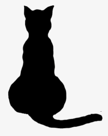 Sitting Cat Silhouette Black - Sitting Cat Silhouette From Back, HD Png Download, Transparent PNG
