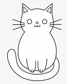 Transparent Cartoon Cat Png - Simple Cat Cartoon Black And White, Png Download, Transparent PNG