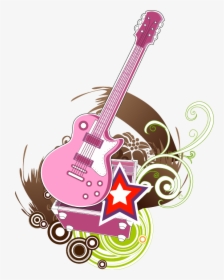 Pink Star Electric Pattern Abstract Illustration Guitar - Pink Guitar Hd Png, Transparent Png, Transparent PNG