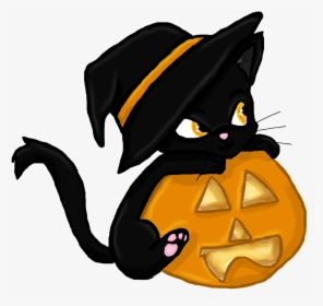 Cartoon Black Cat Halloween, HD Png Download, Transparent PNG