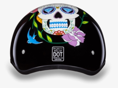 Daytona Women Diamond Sugar Skull Dot Skull Cap Motorcycle - Ladies Skull Motorcycle Helmet, HD Png Download, Transparent PNG