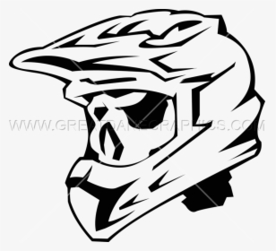Skeleton Motocross Production Ready - Dirt Bike Helmet Drawing, HD Png Download, Transparent PNG