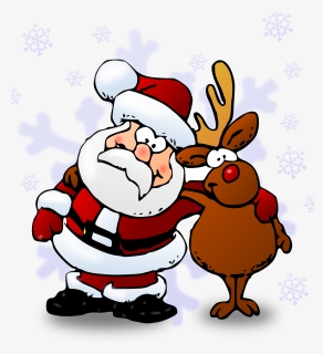 Christmas-2016 - Santa And Rudolph Cartoon, HD Png Download, Transparent PNG