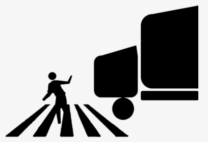 Woman Pedestrian In Crosswalk Fears Truck - Road Safety Black And White, HD Png Download, Transparent PNG