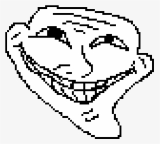 Pixilart Troll Face By Pika - Line Art, HD Png Download, Transparent PNG