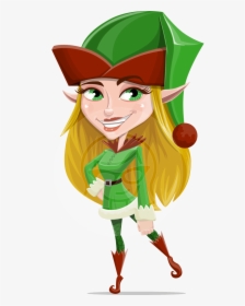 Christmas Cartoon Female Elf, HD Png Download, Transparent PNG