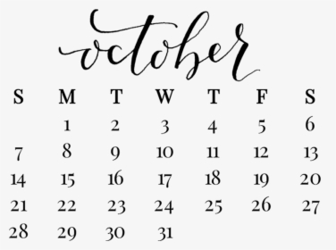 October Calendar 2019 Png, Transparent Png, Transparent PNG