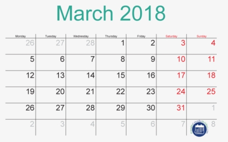 March 2018 Calendar With Holidays - Calendario, HD Png Download, Transparent PNG