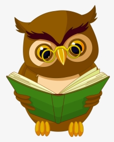Transparent Owl With Book Png Clipart Picture - Owl Cartoon Reading A Book, Png Download, Transparent PNG
