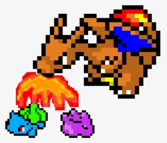 Charizard Being Mean To Minors - Charmander Evolution Pixel Art, HD Png Download, Transparent PNG