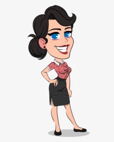Simple Style Cartoon Of A Office Girl Vector Cartoon - Office Girl Cartoon, HD Png Download, Transparent PNG