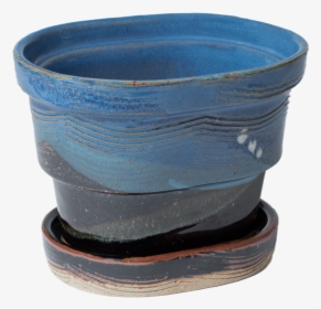 Blue And Black Handmade Pottery Planter And Drip Tray - Earthenware, HD Png Download, Transparent PNG