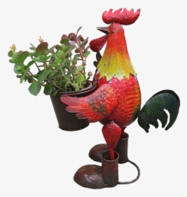 Rooster, Planter, Garden, Statue - Bird Mowing The Lawn, HD Png Download, Transparent PNG