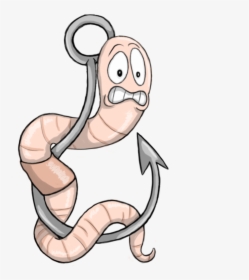 28 Collection Of Fishing Hook Worm Clipart - Worm On Hook Clipart, HD Png Download, Transparent PNG