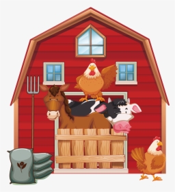 Cattle Silo Farm Barn Clip Art - Barn With Animals Clipart, HD Png Download, Transparent PNG