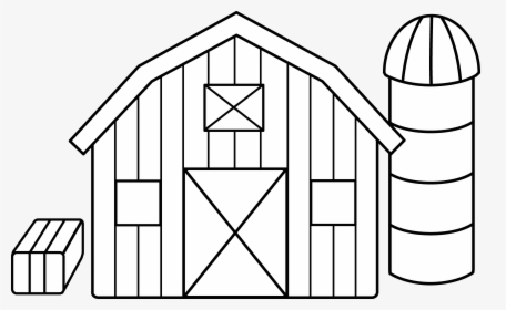 Cute Colorable Farm Scene - Farm House Clipart Black And White, HD Png Download, Transparent PNG