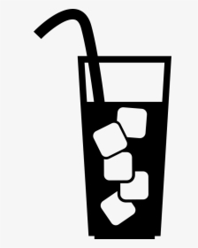 Glass With Beverage Ice Cubes And Straw - Logo Ice Tea Black And White, HD Png Download, Transparent PNG