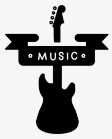 Music Banner And A Guitar Silhouette - Guitar Banner Png, Transparent Png, Transparent PNG