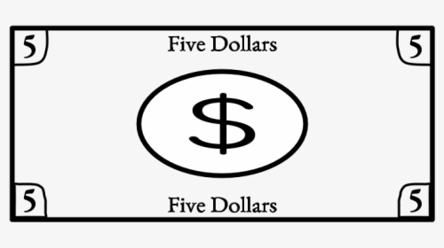 Five Dollar Bill, 5, Black And White - Circle, HD Png Download, Transparent PNG