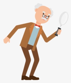 Holding Magnifying Glass Cartoon, HD Png Download, Transparent PNG