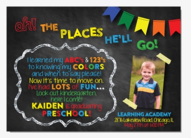 Dr Seuss Chalkboard Primary Colors - Kindergarten Graduation Invites, HD Png Download, Transparent PNG