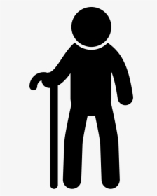 Old Man From Frontal View With A Cane - Old Man Vector Png, Transparent Png, Transparent PNG