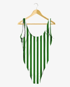 Green & White Striped One-piece - Green And White Striped One Piece Swimsuit, HD Png Download, Transparent PNG