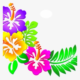 Hawaiian Flower Clipart Hawaiian Flower Clip Art Tropical - Butterfly Corner Border Design, HD Png Download, Transparent PNG