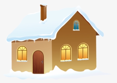 House Picture With Snow Winter Free Png Hq Clipart - House With Snow Clipart, Transparent Png, Transparent PNG