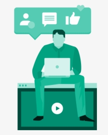 Social Proof Illustration Icon Man Sitting On Monitor - Edgetheory, Llc, HD Png Download, Transparent PNG